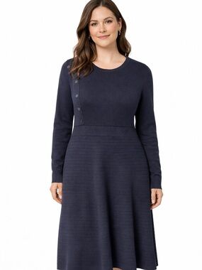 Banana Republic Navy Knit Sweater Dress Button Detail XL